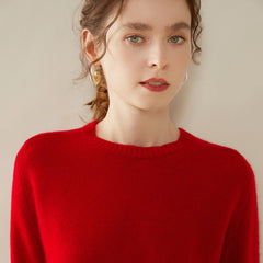 Women’s Cashmere Crew Neck Knit Relaxed Fit Soft Warm Pullover Sweater