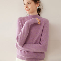 Women’s Soft Cashmere Mock Neck Warm Knit Sweater Pullover with Ribbed Trim