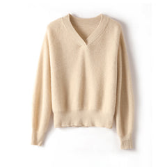 Women’s Cashmere V-Neck Loose Pullover Knit Sweater