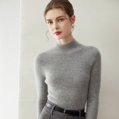 Warm Basic Slim Fit Lightweight Pullover Cashmere Fine Knit Mock Neck Sweater