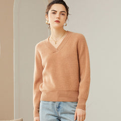 Women’s Cashmere V-Neck Loose Pullover Knit Sweater