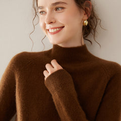 Women’s Soft Cashmere Mock Neck Warm Knit Sweater Pullover with Ribbed Trim