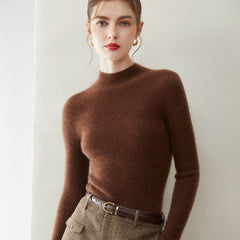 Warm Basic Slim Fit Lightweight Pullover Cashmere Fine Knit Mock Neck Sweater
