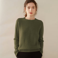 Women’s Cashmere Crew Neck Knit Relaxed Fit Soft Warm Pullover Sweater
