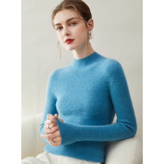 Warm Basic Slim Fit Lightweight Pullover Cashmere Fine Knit Mock Neck Sweater