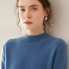 Cashmere Turtleneck Soft Warm Fine Knit Pullover Sweater with Ribbed Trim