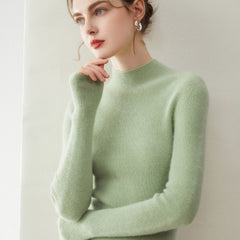 Warm Basic Slim Fit Lightweight Pullover Cashmere Fine Knit Mock Neck Sweater