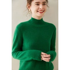 Cashmere Turtleneck Soft Warm Fine Knit Pullover Sweater with Ribbed Trim