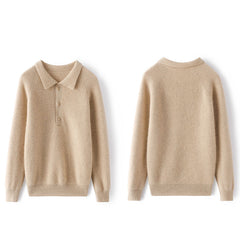 Women's Polo Neck Soft Knit Wool-Cashmere Sweater