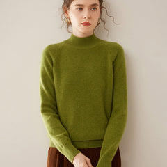 Women’s Soft Cashmere Mock Neck Warm Knit Sweater Pullover with Ribbed Trim