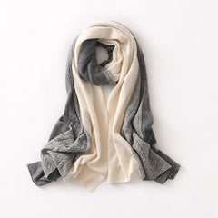 Soft Cashmere Cable Knit  Large Two-Tone Winter Scarf Wrap Shawl