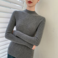Cashmere Mock Neck Slim Fit Ribbed Knit Soft Pullover Top Sweater