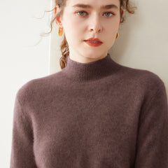 Cashmere Turtleneck Soft Warm Fine Knit Pullover Sweater with Ribbed Trim