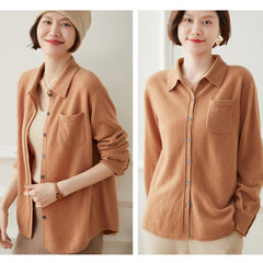 Women's Button-Up Knit with Pocket Cashmere Cardigan