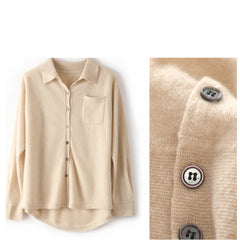 Women's Button-Up Knit with Pocket Cashmere Cardigan