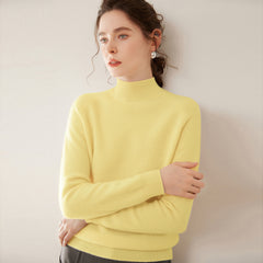 Women’s Soft Cashmere Mock Neck Warm Knit Sweater Pullover with Ribbed Trim