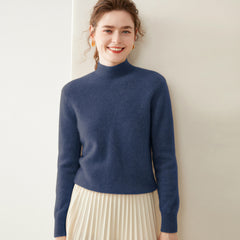 Cashmere Turtleneck Soft Warm Fine Knit Pullover Sweater with Ribbed Trim