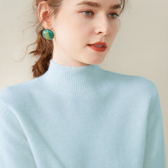 Cashmere Turtleneck Soft Warm Fine Knit Pullover Sweater with Ribbed Trim