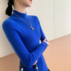 Cashmere Mock Neck Slim Fit Ribbed Knit Soft Pullover Top Sweater
