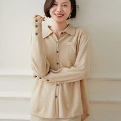 Women's Button-Up Knit with Pocket Cashmere Cardigan