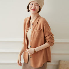 Women's Button-Up Knit with Pocket Cashmere Cardigan