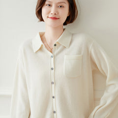 Women's Button-Up Knit with Pocket Cashmere Cardigan