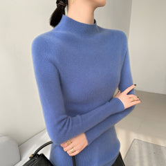 Cashmere Mock Neck Slim Fit Ribbed Knit Soft Pullover Top Sweater
