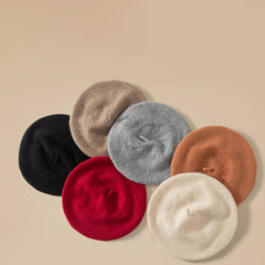 100% Cashmere Classic  French Beret Hat Casual Cap for Women