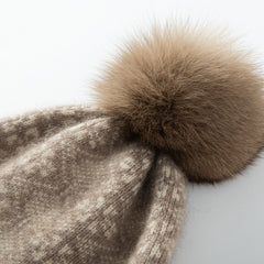 Pure cashmere pom pom hat for Women Winter Warm Cashmere Hat