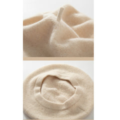 100% Cashmere Classic  French Beret Hat Casual Cap for Women