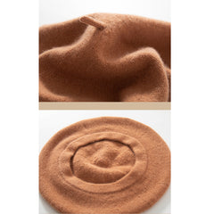 100% Cashmere Classic  French Beret Hat Casual Cap for Women
