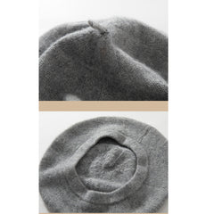 100% Cashmere Classic  French Beret Hat Casual Cap for Women