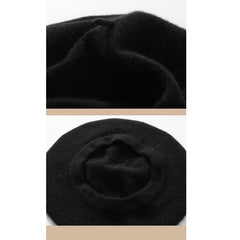 100% Cashmere Classic  French Beret Hat Casual Cap for Women