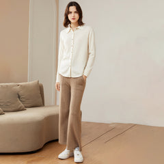 Women’s 100% Cashmere Soft Button-Up Knit Shirt Cardigan
