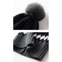 cashmere pom pom hat for Women Winter Pure Cashmere Hat