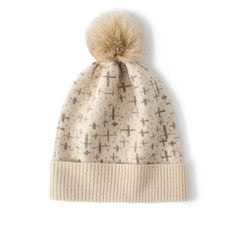 Pure Cashmere Pom Pom Hat for Women Winter Cashmere Hat