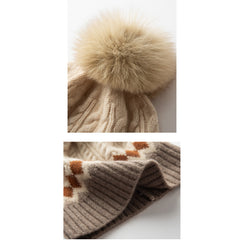cashmere pom pom hat for Women Winter Pure Cashmere Hat