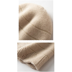 Pure Cashmere Beanie Hat for Women Winter Cashmere Hat