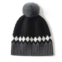 cashmere pom pom hat for Women Winter Pure Cashmere Hat