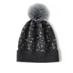 Pure Cashmere Pom Pom Hat for Women Winter Cashmere Hat