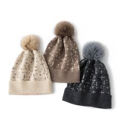 Pure Cashmere Pom Pom Hat for Women Winter Cashmere Hat