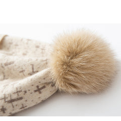 Pure Cashmere Pom Pom Hat for Women Winter Cashmere Hat