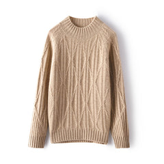 Women’s Mock Neck Cable Knit Soft Warm Cashmere Sweater