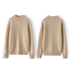 Mock Neck Pullover Textured Cable Knit Warm Cashmere Sweater