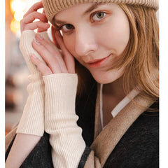 Cashmere Long Fingerless Gloves Winter Warmer Mittens