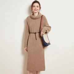 Women's Knit Oversized Long Turtleneck Sweater Dresses