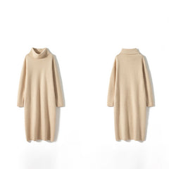 Women's Knit Oversized Long Turtleneck Sweater Dresses