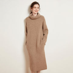 Women's Knit Oversized Long Turtleneck Sweater Dresses