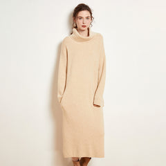 Women's Knit Oversized Long Turtleneck Sweater Dresses