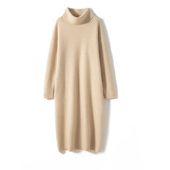 Women's Knit Oversized Long Turtleneck Sweater Dresses
